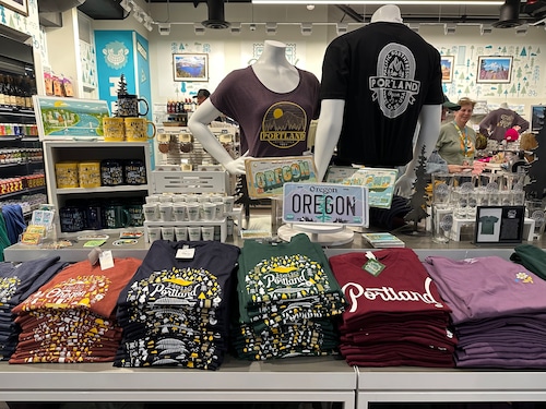 Oregon-themed T-shirts and other souvenirs