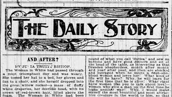 Julia Bishop's And After? runs in the St. Louis Globe-Democrat without copyright notice on January 8, 1900.