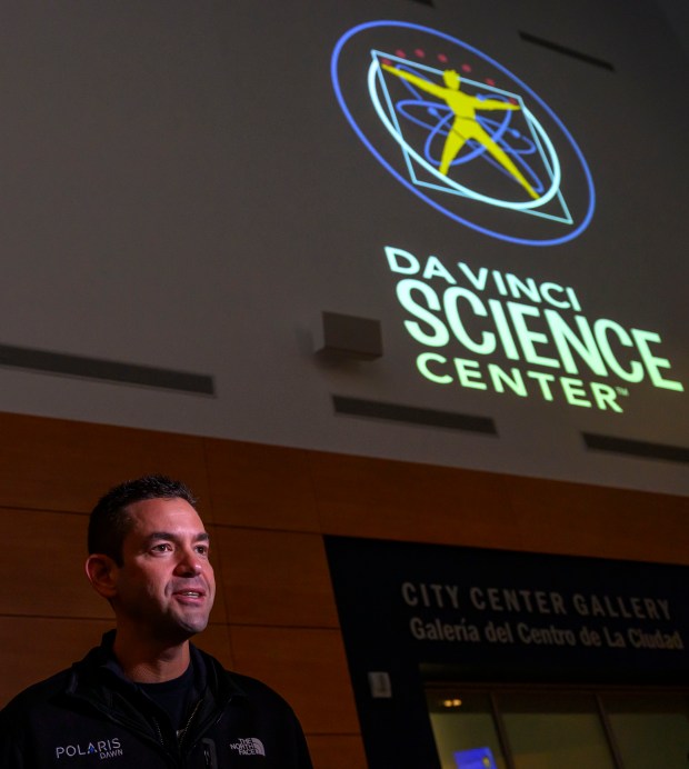 Lehigh Valley entrepreneur, pilot and astronaut Jared Isaacman talks about the Polaris Dawn mission and answers questions Sunday, Nov. 17, 2024, at the Da Vinci Science Center in Allentown. The Sept. trip to space included the first private spacewalk, by Isaacman, among other historic milestones. (April Gamiz/The Morning Call)