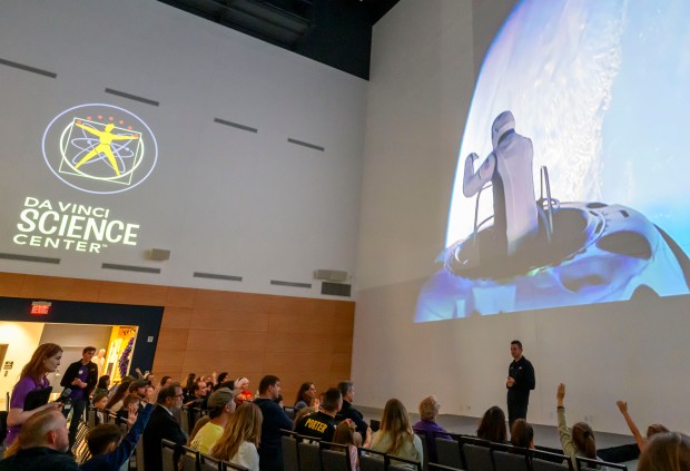 Lehigh Valley entrepreneur, pilot and astronaut Jared Isaacman talks about the Polaris Dawn mission and answers questions Sunday, Nov. 17, 2024, at the Da Vinci Science Center in Allentown. The Sept. trip to space included the first private spacewalk, by Isaacman, among other historic milestones. (April Gamiz/The Morning Call)