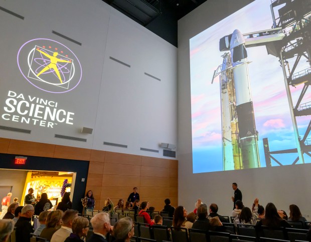 Lehigh Valley entrepreneur, pilot and astronaut Jared Isaacman talks about the Polaris Dawn mission and answers questions Sunday, Nov. 17, 2024, at the Da Vinci Science Center in Allentown. The Sept. trip to space included the first private spacewalk, by Isaacman, among other historic milestones. (April Gamiz/The Morning Call)