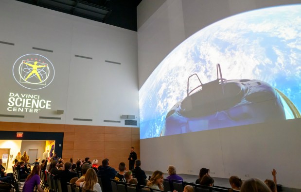 Lehigh Valley entrepreneur, pilot and astronaut Jared Isaacman talks about the Polaris Dawn mission and answers questions Sunday, Nov. 17, 2024, at the Da Vinci Science Center in Allentown. The Sept. trip to space included the first private spacewalk, by Isaacman, among other historic milestones. (April Gamiz/The Morning Call)