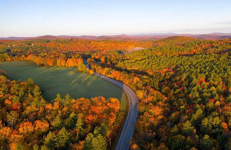 Photo: Aerial view of Vermont’s beautiful Fall foliage. VTFM photo