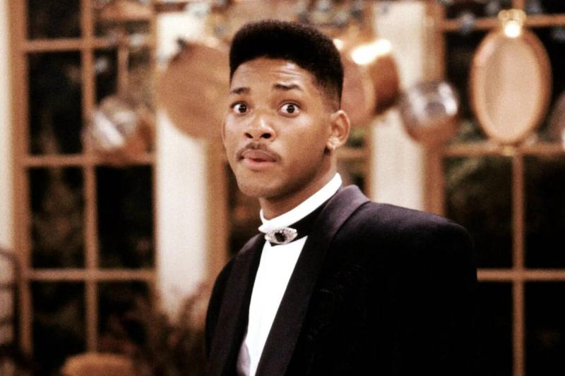 Will Smith awkwardly making peace sign in tuxedo in the Fresh Prince of Bel-Air