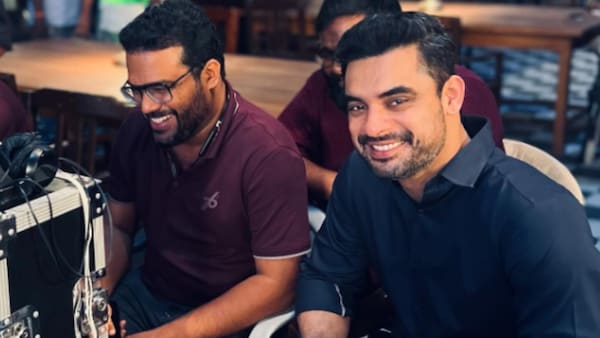 Akhil Paul and Tovino Thomas on the sets of Identity