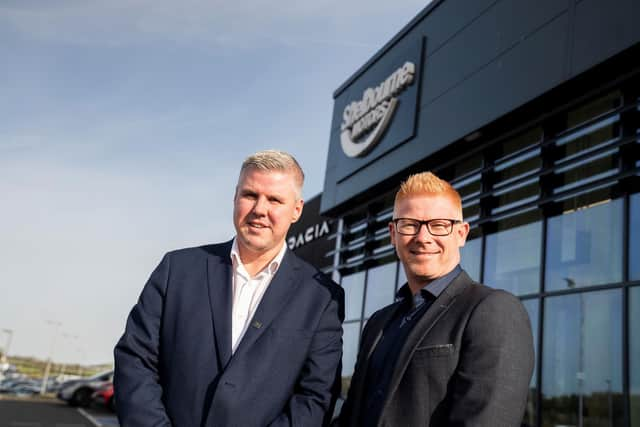 Shelbourne Motors has strengthened its senior management team with the appointment of Sean McCormick as aftersales manager at its award-winning Kia, Renault, and Dacia, franchises in Newry. Pictured with Sean McCormick is Alan Thompson, chief operating officer at Shelbourne Motors