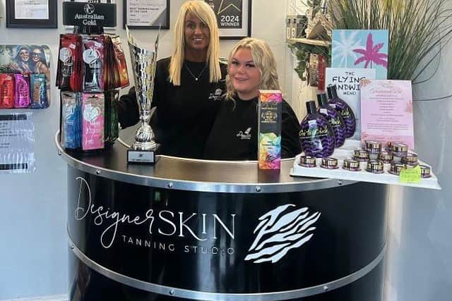 Lisa and Ellie celebrate the award win for Designer Skin Tanning Studio