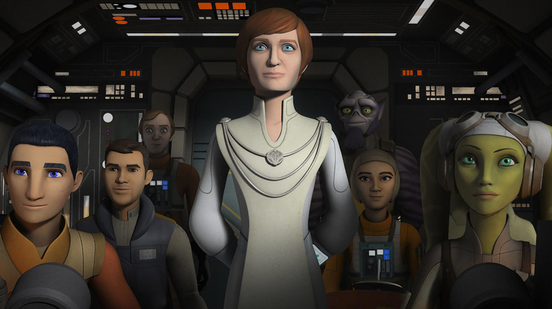 Mon Mothma and the Ghost crew in Star Wars Rebels