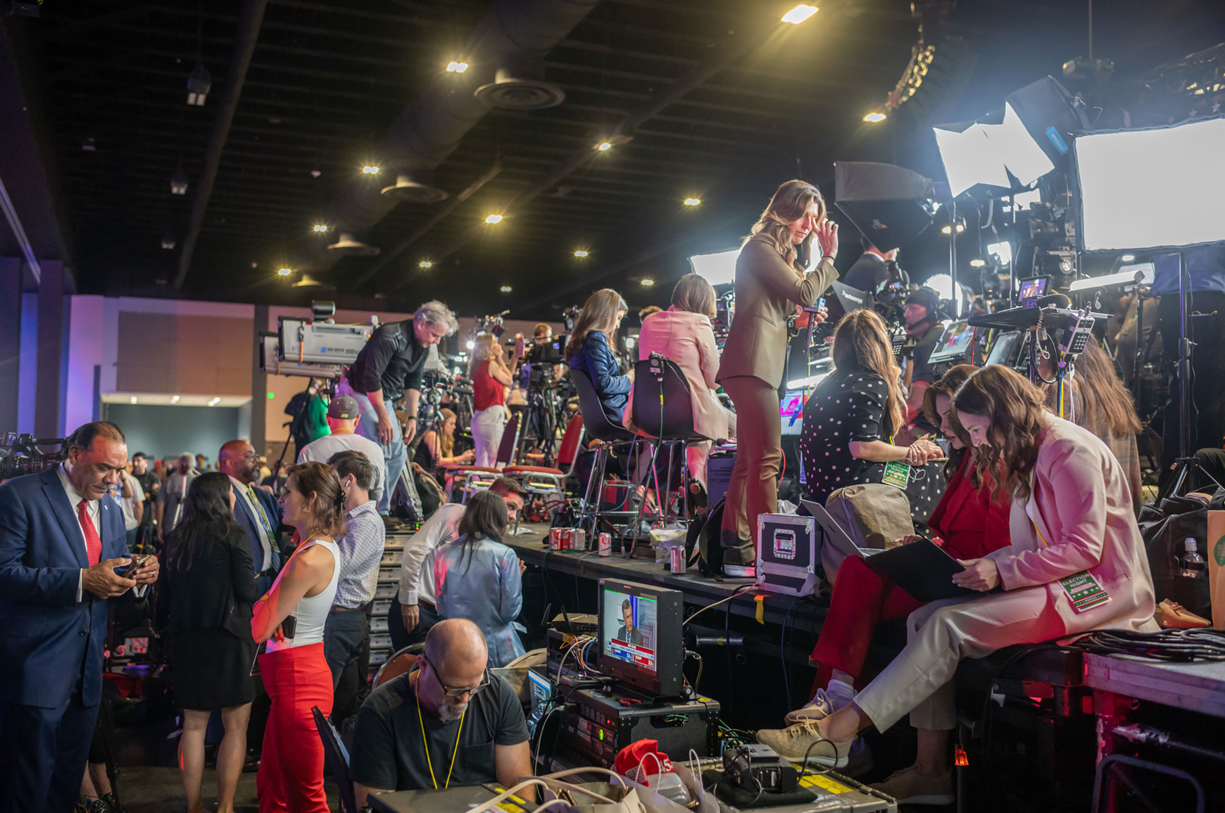 November 5, 2024 Scenes on the road to Mar A Lago and inside the Palm Beach Convention Center during the Trump election party. Photo by David Butow/Redux