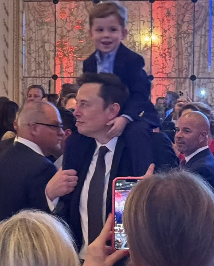 Elon Musk’s four-year-old son X gets front-row seat to Election Night action as he parties with Donald Trump