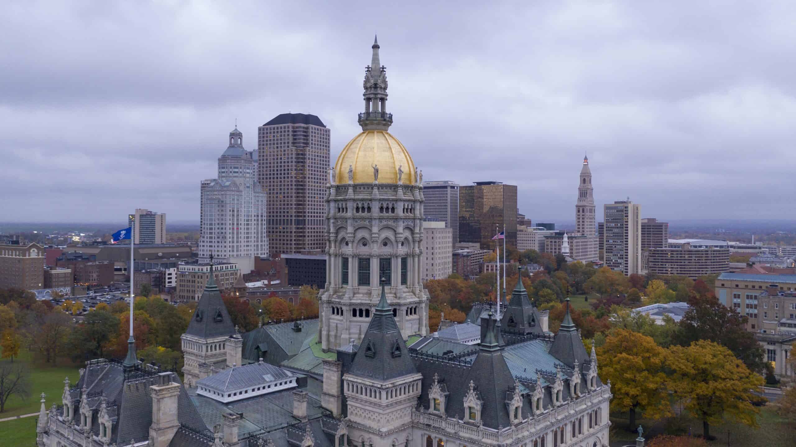 Connecticut state image | Hartford Connecticut Aerial View Capital Building Statehouse Downtown