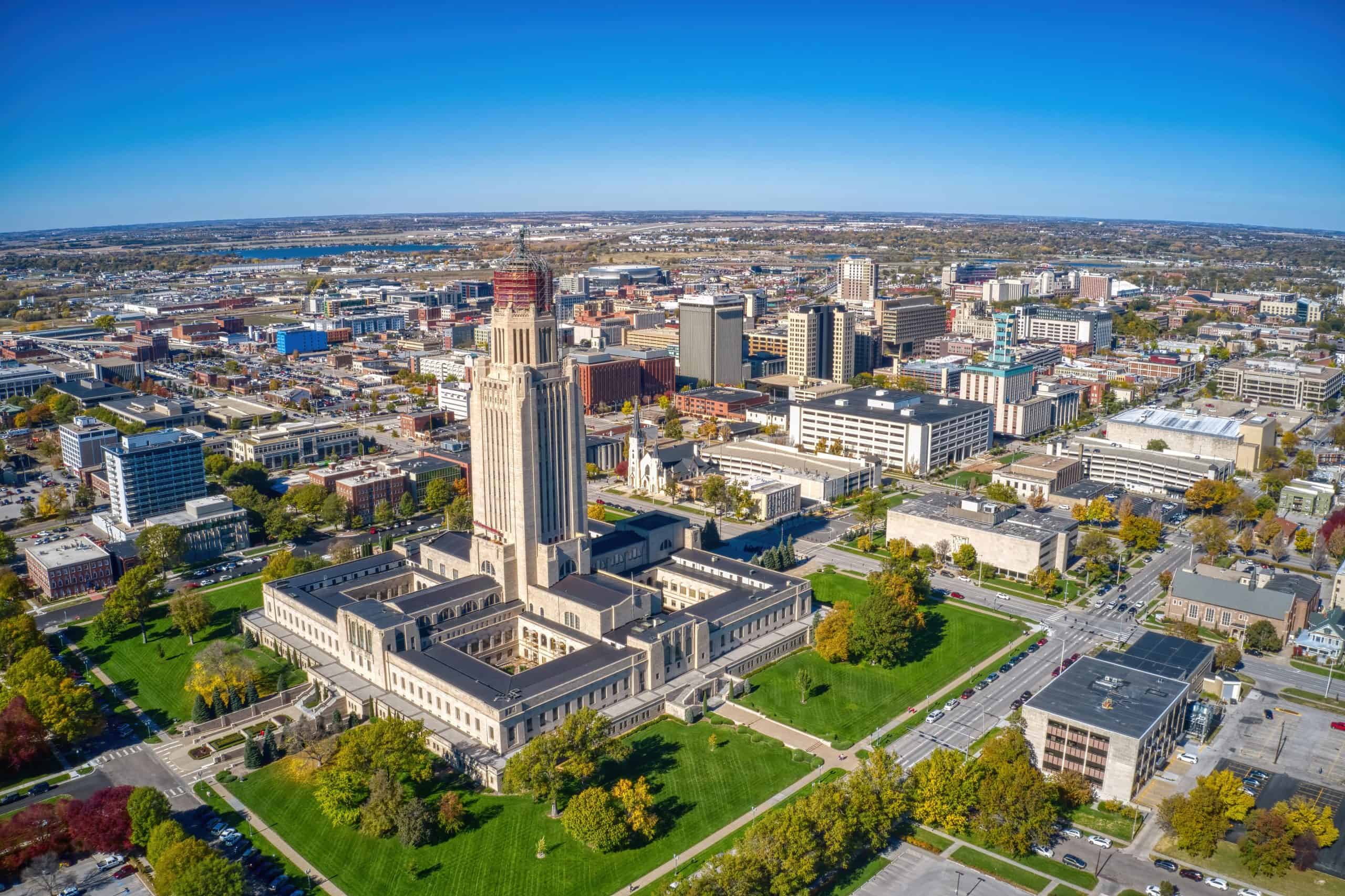 Nebraska | Aerial View of Lincoln, Nebraska in Autumn