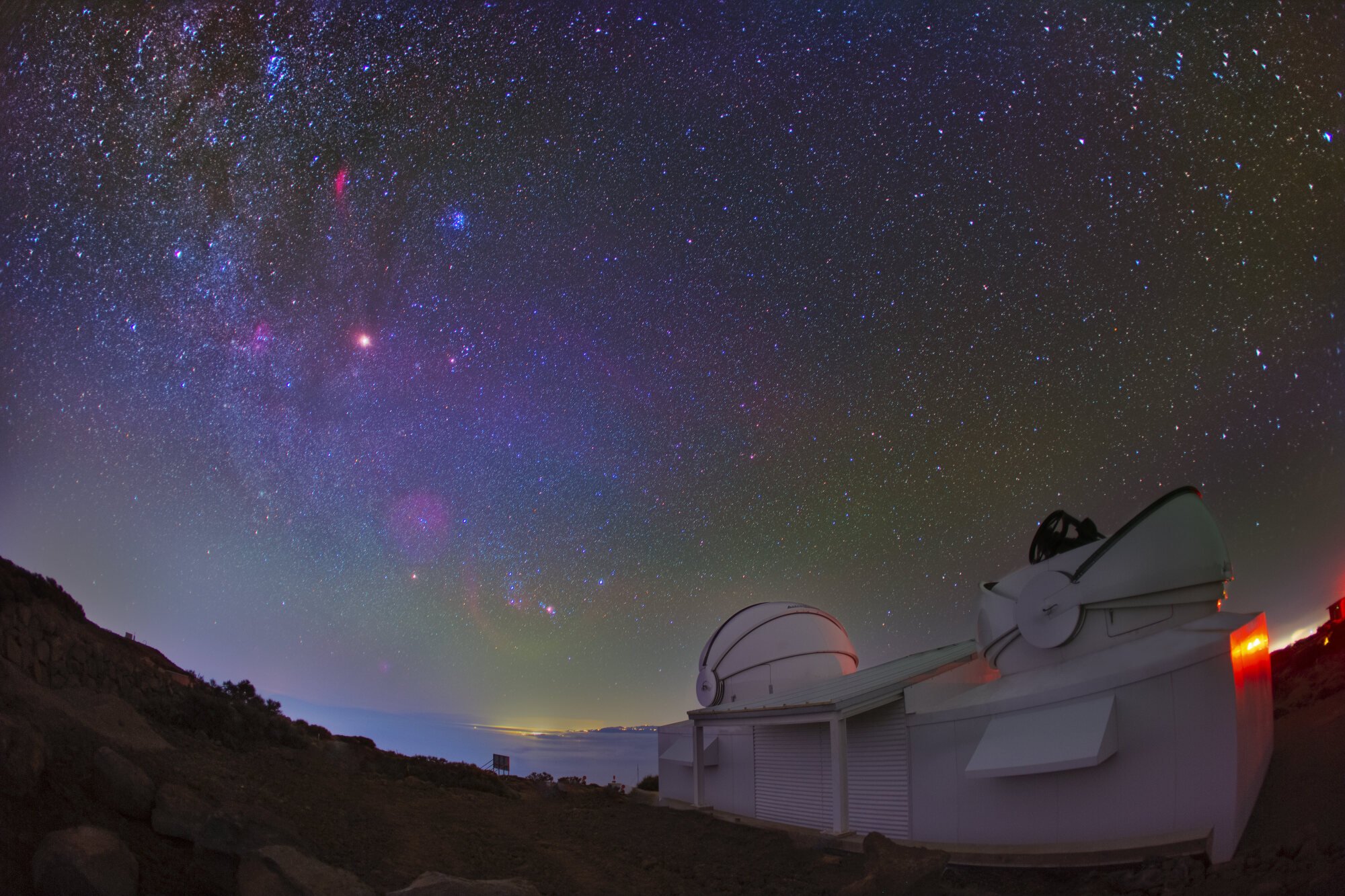 Light Bridges' Two-meter Twin Telescope under a star-filled sky