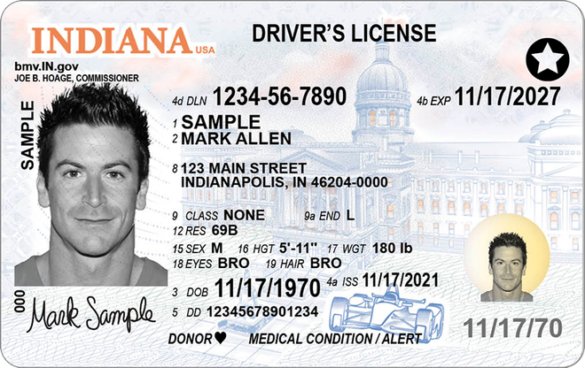 Indiana REAL ID example