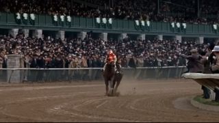 Seabiscuit galloping down the race track