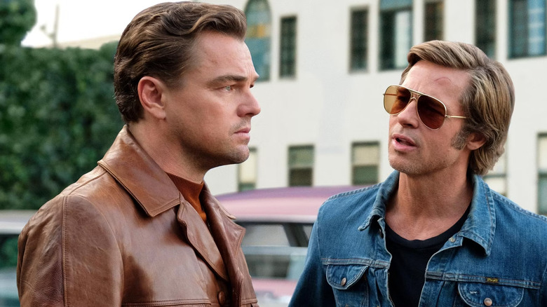 Rick and Cliff talking outside Once Upon a Time in Hollywood