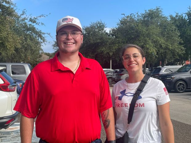 Orange County voters Dylan Smoluk, left, and Hayley Smoluk voted early this morning for Donald Trump at Precinct 541. (Gabriella Jaye Herrera/Special to the Orlando Sentinel)