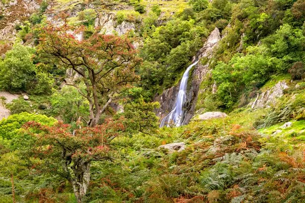 View of Aber Falls in Snowdonia National Park