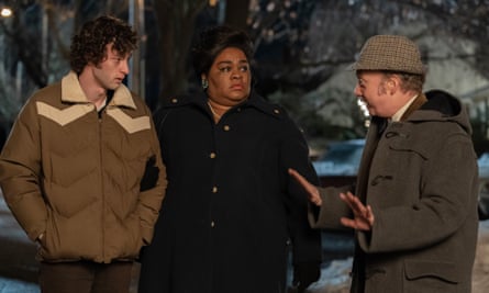 Dominic Sessa, Da’Vine Joy Randolph and Paul Giamatti in The Holdovers.