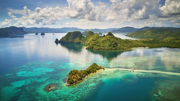 Aerial view of Snake island, El Nido, Palawan, Philippines