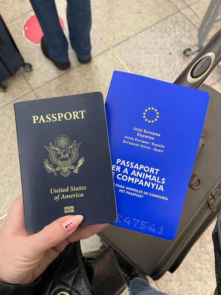 The author's passport and her dog's passport