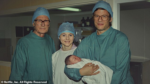 The historic first won a Nobel prize and was recently dramatised in the Netflix movie Joy, starring Bill Nighy as the fertility expert (pictured)