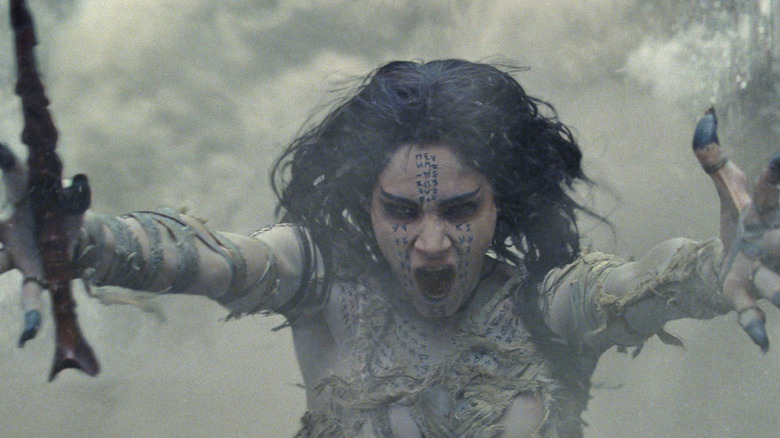 Sofia Boutella as Ahmanet wreaking havoc in the streets in The Mummy (2017)