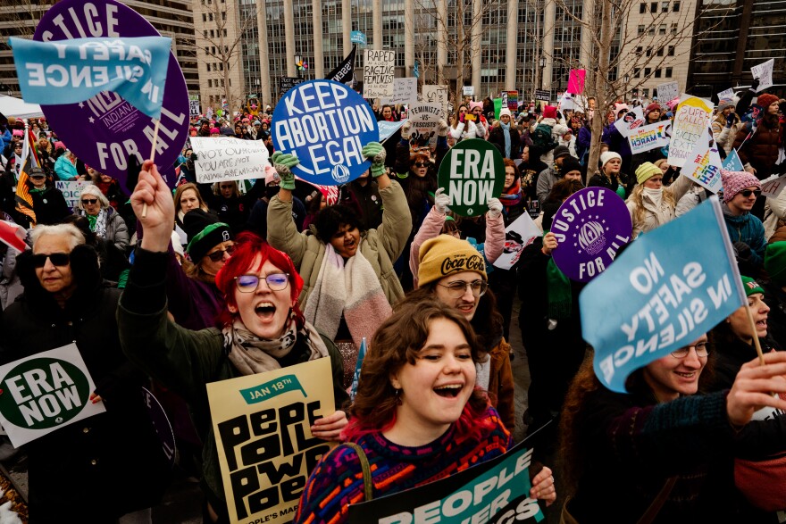 Thousands gather to protest Donald Trump’s inauguration as the 47th president of the United States and other related issues during the People’s March on Saturday, Jan. 18, 2025, in Washington D.C.