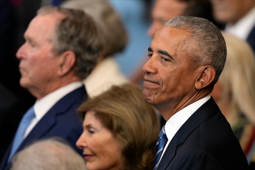 Barack Obama watches Trump's inauguration