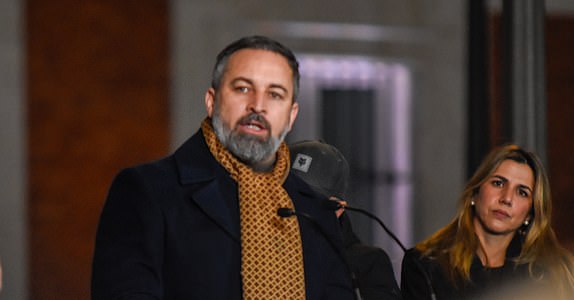 Mandatory Credit: Photo by Richard Zubelzu/ZUMA Press Wire/Shutterstock (15091462c) The leader of the VOX,;Santiago Abascal have accompanied thousands of people at the Puerta del Sol in Madrid in the protest against the inauguration of Nicolas Maduro With the motto, We are all Venezuela. Glory to the brave people. VOX leader at the demonstration for Venezuela in Madrid, Spain - 09 Jan 2025