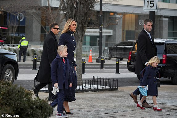 U.S. President-elect Donald Trump's son Eric Trump and his wife Lara Trump arrive for a service at St. John's Church on Inauguration Day of Donald Trump's second presidential term in Washington, U.S. January 20, 2025. REUTERS/Jeenah Moon