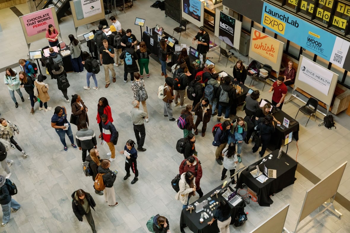 Students at an expo.