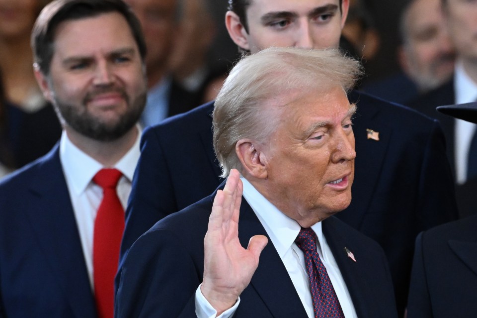 Donald Trump being sworn in as president.