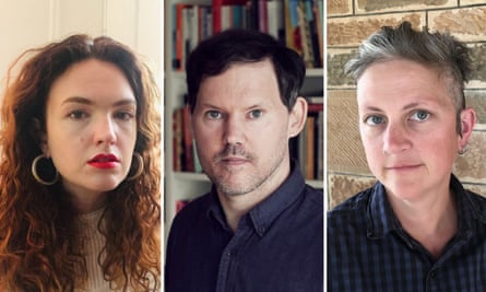 Composite image of Australian authors Madeleine Watts, Luke Horton and Jennifer Mills