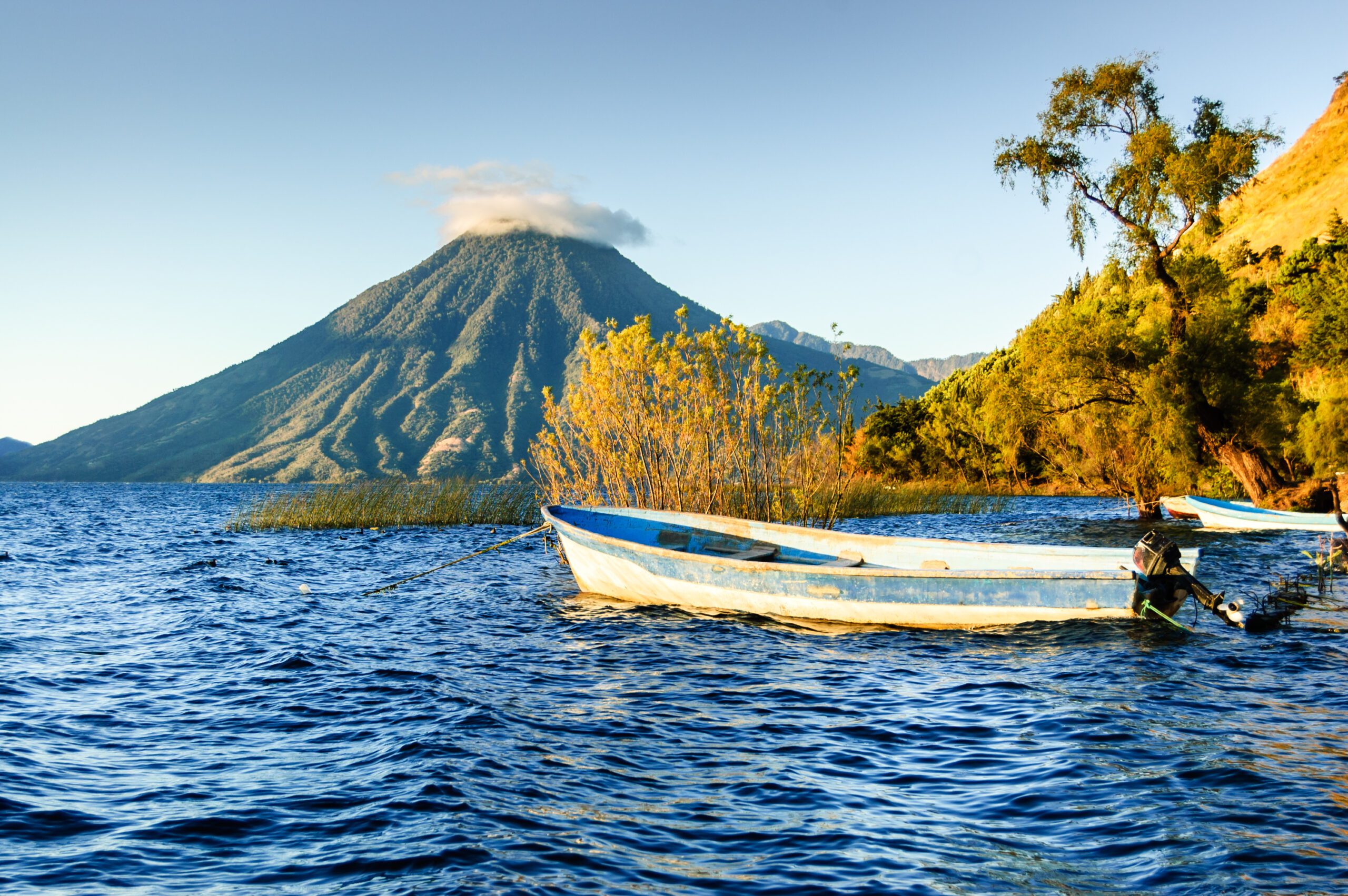 San Pedro Volcano reflected in Lake Atitlán, Guatemala.