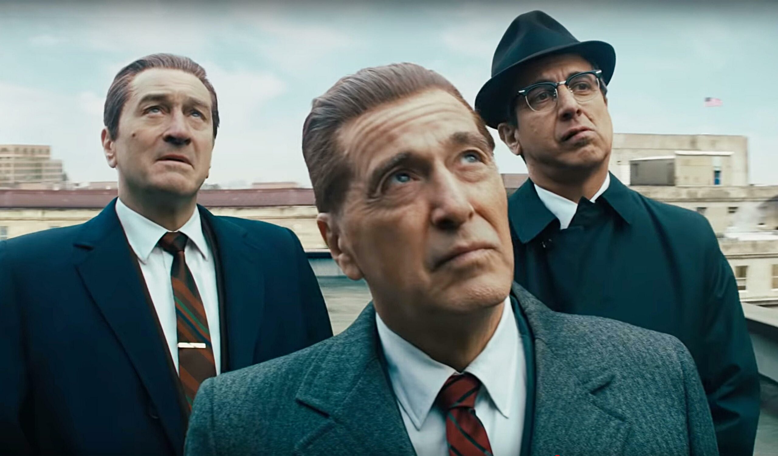 USA. Ray Romano , Robert De Niro and Al Pacino in the ¿Netflix new movie: The Irishman (2019). Plot: A mob hitman recalls his possible involvement with the slaying of Jimmy Hoffa. Ref: LMK110-J5506-270919 Supplied by LMKMEDIA. Editorial Only.