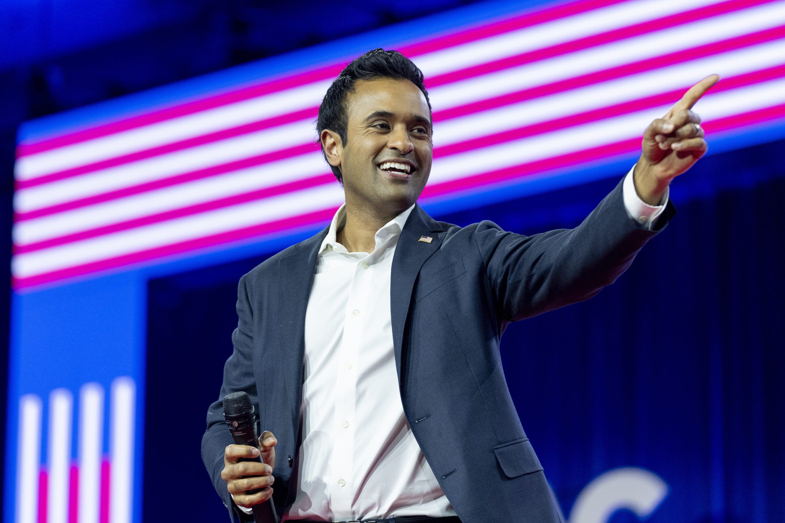 Vivek Ramaswamy speaking at a conference.