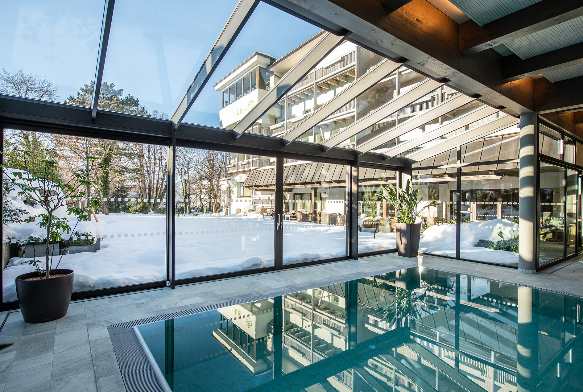 Indoor pool at Park Igls Medical Spa Resort near Innsbruck.