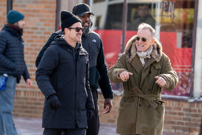 Bruce Springsteen attends the filming of the Bruce Springsteen movie Deliver Me from Nowhere in Freehold, NJ Friday, January 10, 2025. Both Jeremy Allen White and Bruce Springsteen were on set.