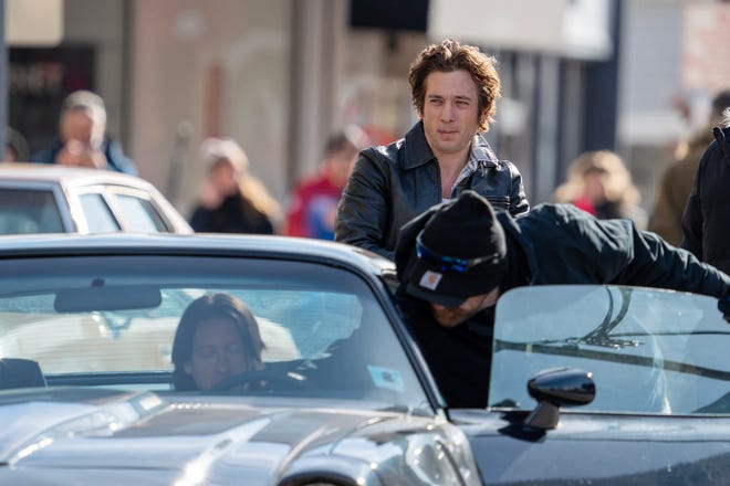 Jeremy Allen White prepares to film a scene for the Bruce Springsteen movie 