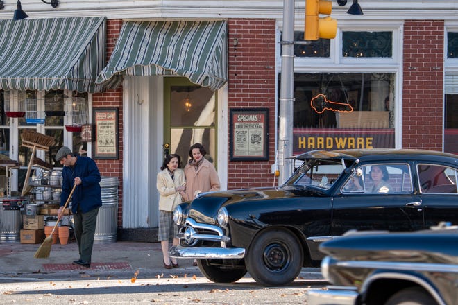 Actors film a scene for the Bruce Springsteen movie Deliver Me from Nowhere in Freehold, NJ Friday, January 10, 2025. Both Jeremy Allen White and Bruce Springsteen were on set.