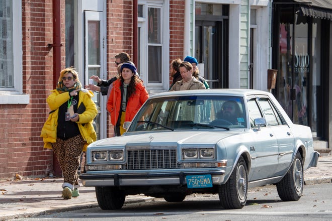 Actors and extras prepare to film a scene for the Bruce Springsteen movie Deliver Me from Nowhere in Freehold, NJ Friday, January 10, 2025. Both Jeremy Allen White and Bruce Springsteen were on set.