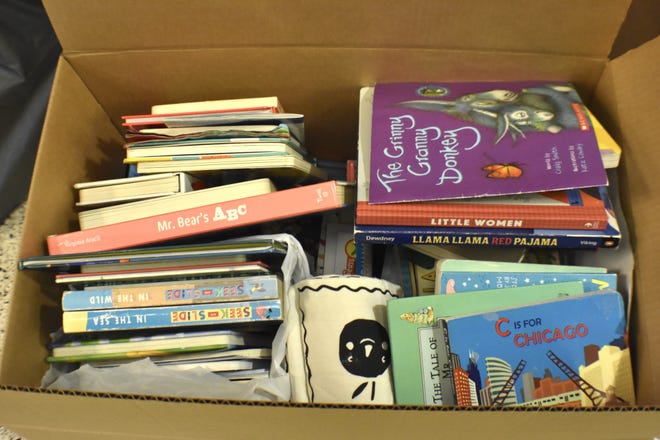 A variety of books were collected from Kohler Elementary School classrooms, as seen, Friday, January 17, in Kohler, Wis.