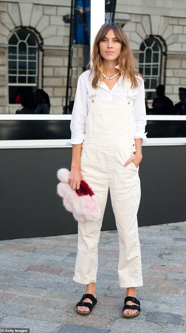 Model and TV Presenter Alexa Chung is pictured wearing Birkenstock sandals in London