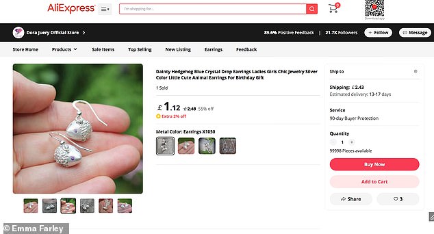 COPYCAT...but using the original photos: AliExpress' listing used Ms Farley's own photos, falsely representing what customers were actually receiving