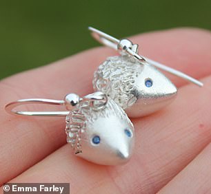 ORIGINAL: Ms Farley's original handmade sterling silver hedgehog earrings