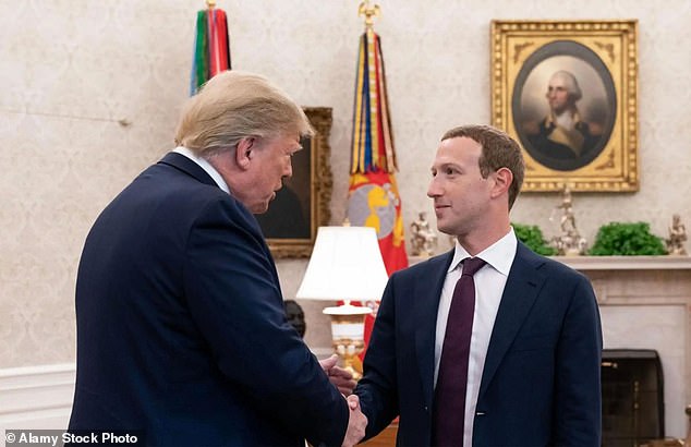 Pictured: US President Donald Trump with Mark Zuckerberg in the White House in September 2019