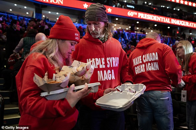 Guests arrive at the Capital One Arena for the Victory Rally with President-Elect Donald Trump on January 19