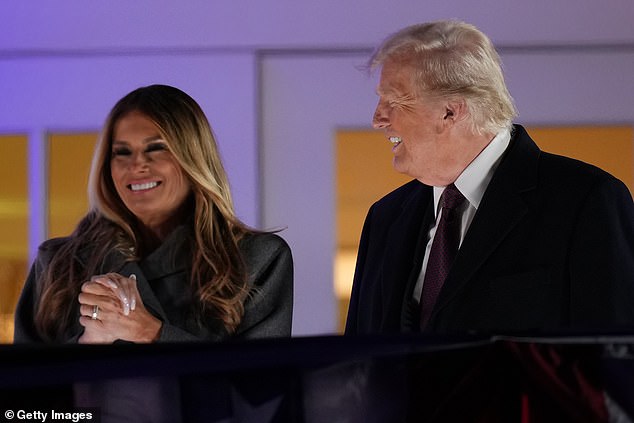 Melania and Trump were both all smiles at a private party celebrating the victory