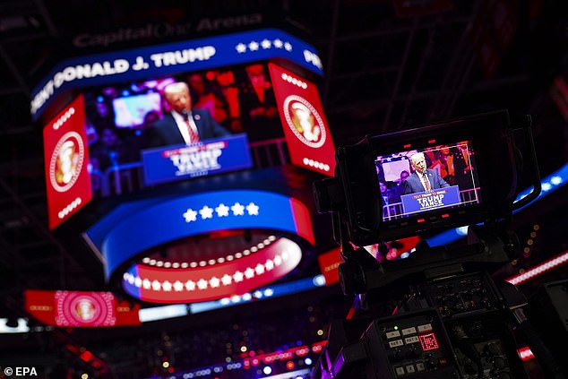 During his rally, he repeated comments he often used in his campaign, criticizing Biden's term as a 'failed administration' and promising to 'end the reign of a failed and corrupt political establishment'